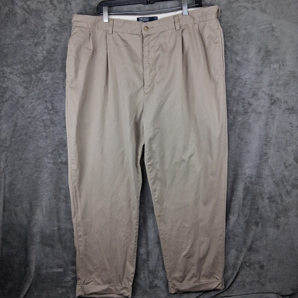 Vintage Polo Ralph Lauren Hammond Pant Mens 42x30 Khaki Tan Pleated Fits (40x30)